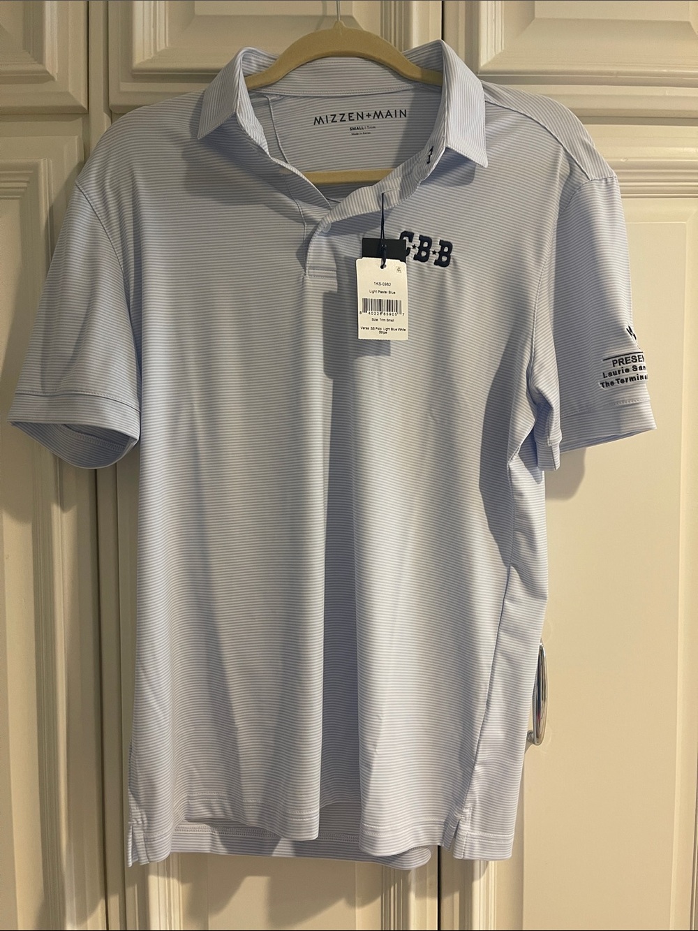 Mizzen+Main Pale Blue Striped Performance Polo